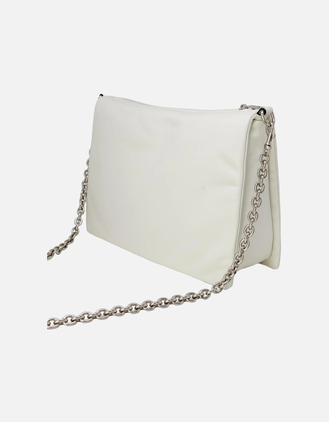 White Plain Shoulder Bag with Clip Fastening Women