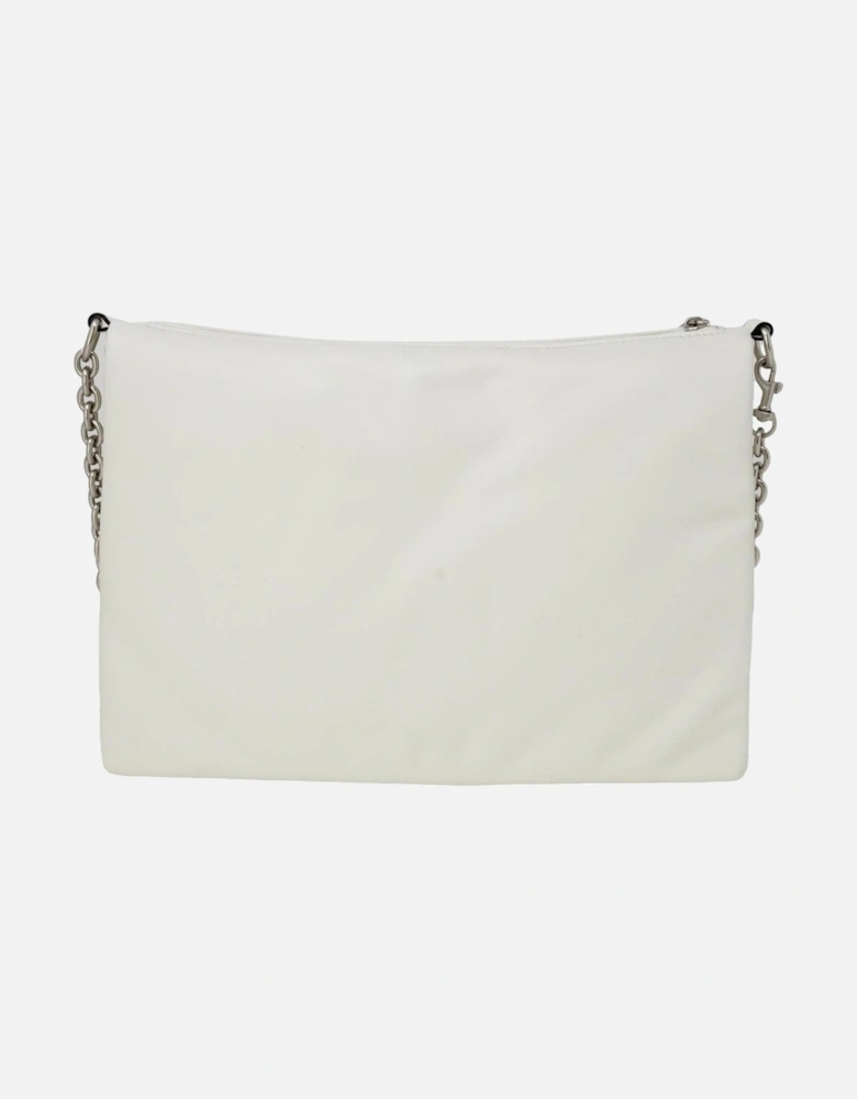 White Plain Shoulder Bag with Clip Fastening Women