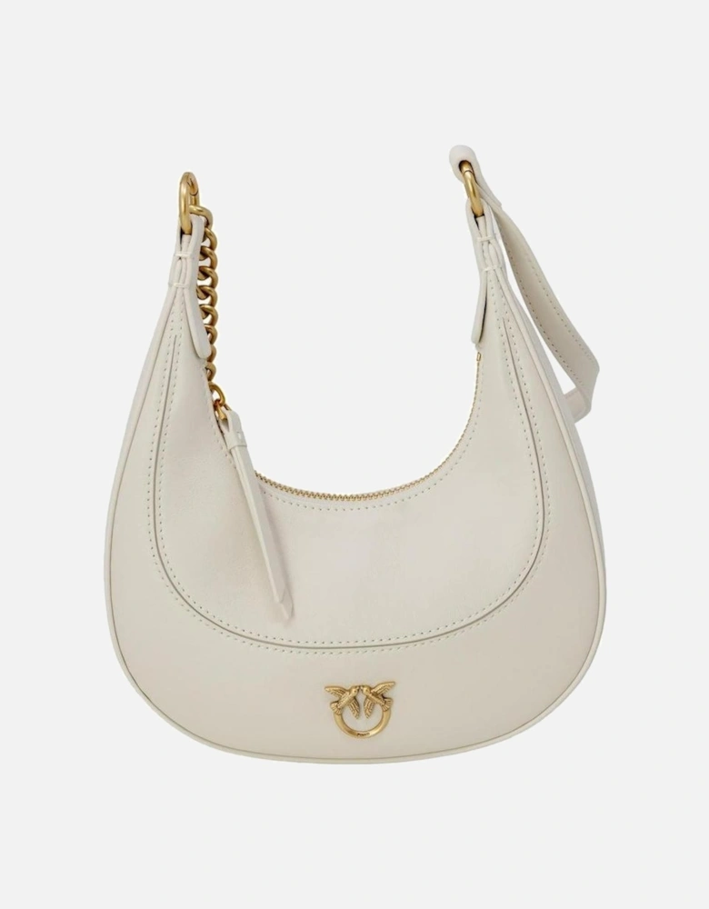 White Leather Shoulder Bag with Zip Fastening Women