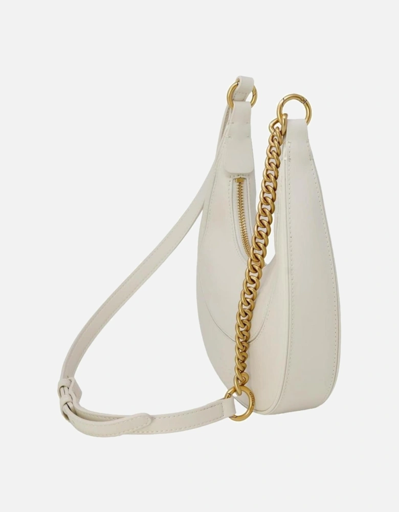 White Leather Shoulder Bag with Zip Fastening Women