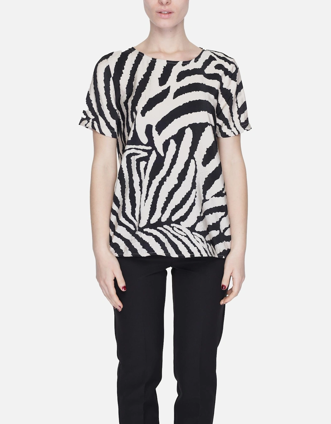 Leopard Print Beige T-Shirt with Short Sleeves and Round Neckline, 4 of 3