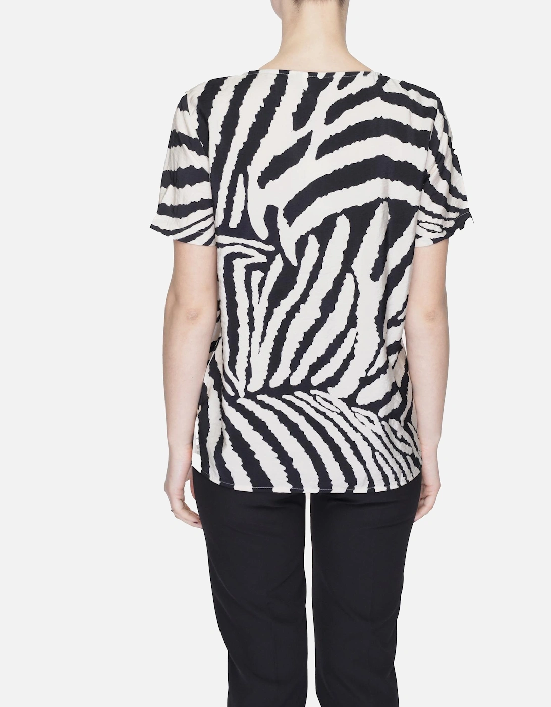 Leopard Print Beige T-Shirt with Short Sleeves and Round Neckline