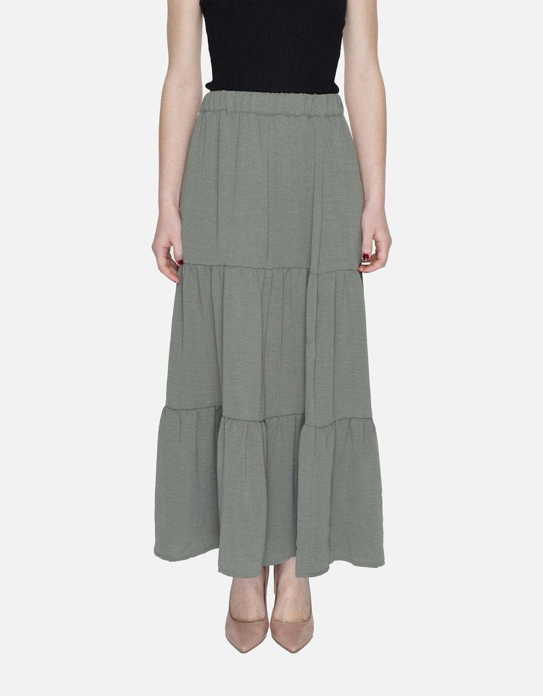 Green Plain Slip-On Skirt Women, 4 of 3