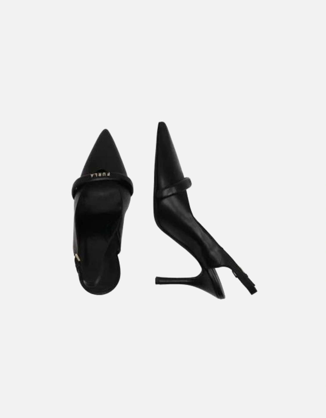 Luna Slingback Pumps - Black Leather Heels Women