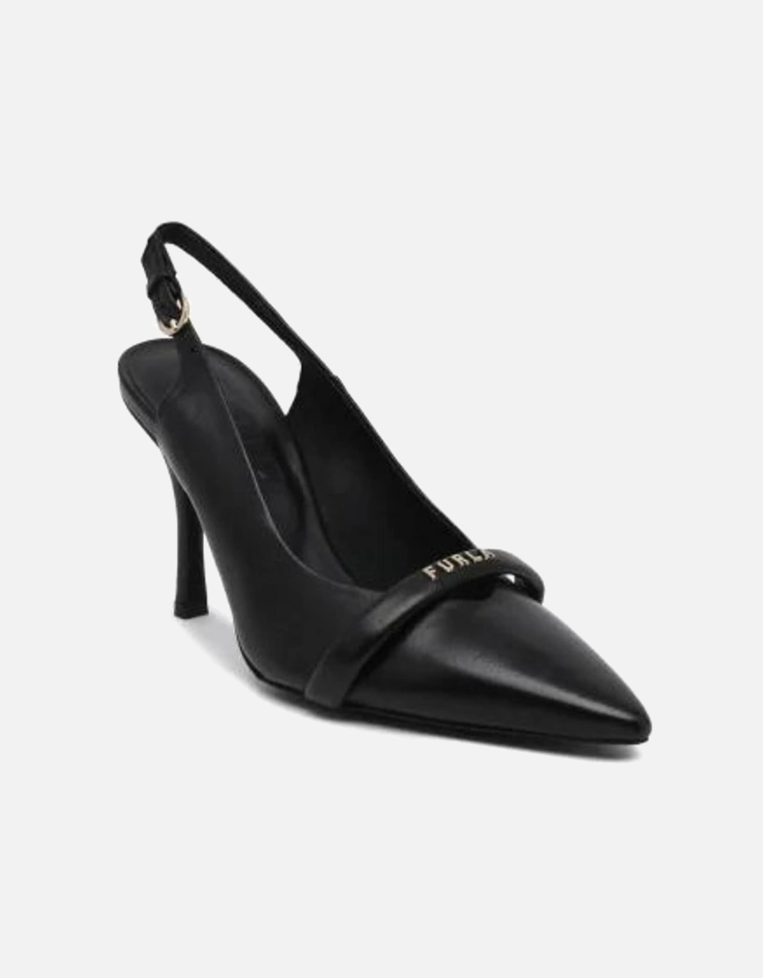 Luna Slingback Pumps - Black Leather Heels Women, 4 of 3