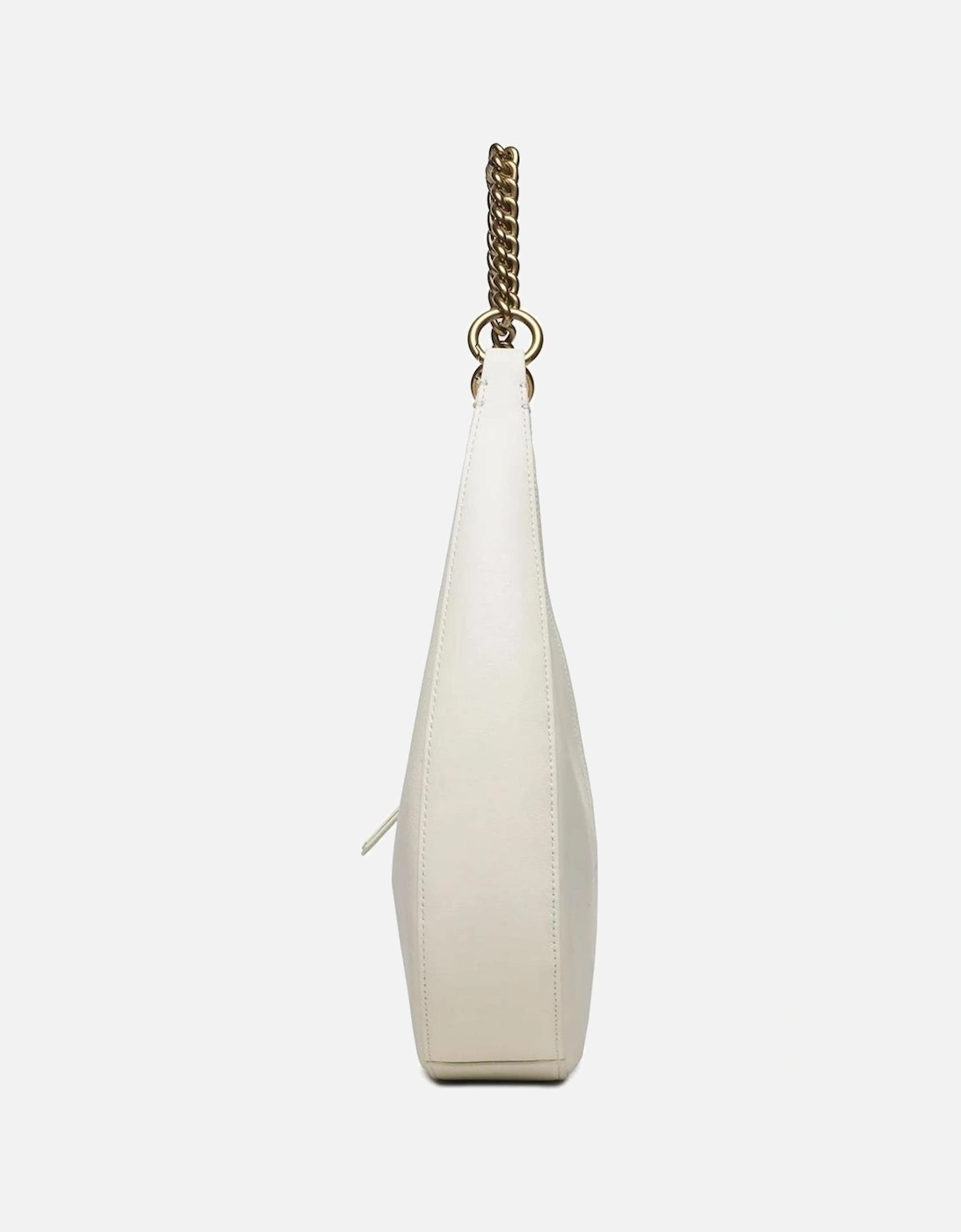 White Leather Shoulder Bag with Zip Fastening Women