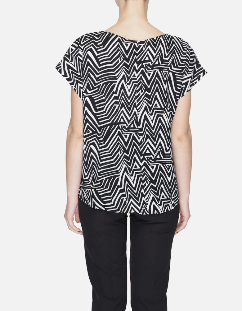 Geometric V-Neck T-Shirt in Black Women Shirts
