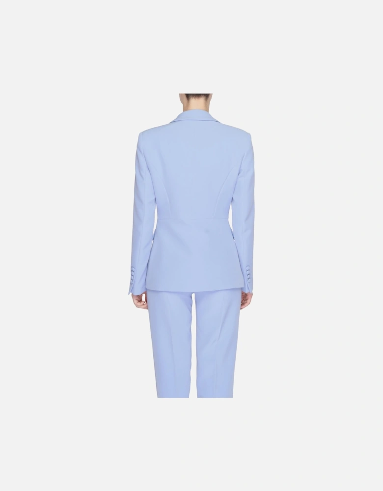 Womens Plain Lilac Blazer with Button Fastening and Lapel Collar -
