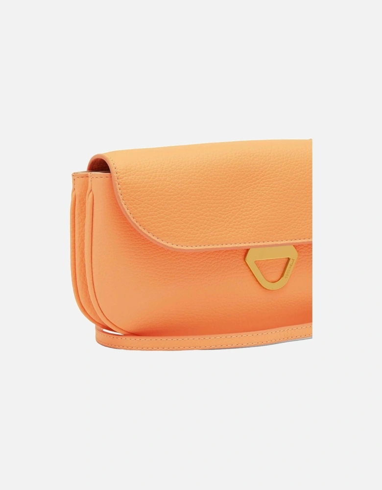 Orange Leather Shoulder Bag with Clip Fastening Women