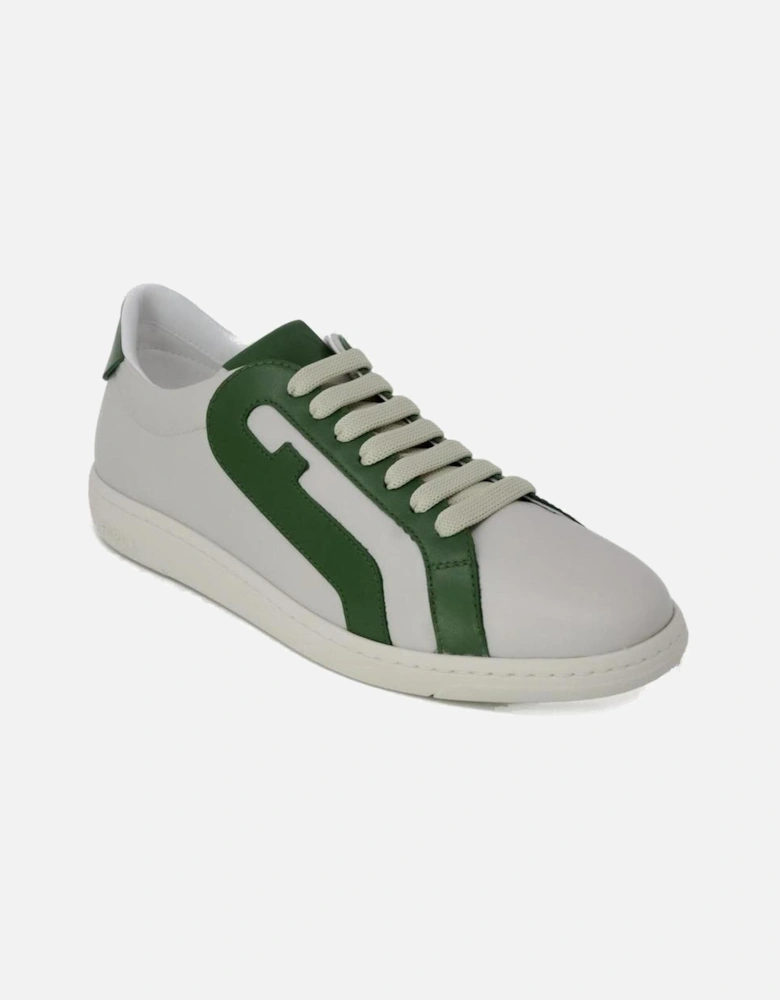 Green Leather Lace-up Sneakers Women