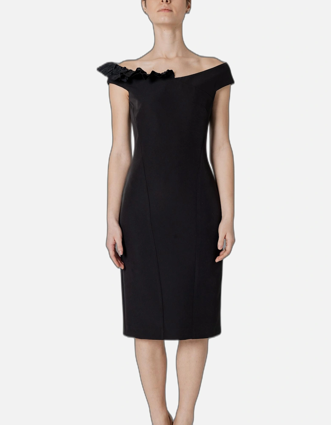 Black Boat Neck Dress with Zip Fastening Women Dresses, 4 of 3