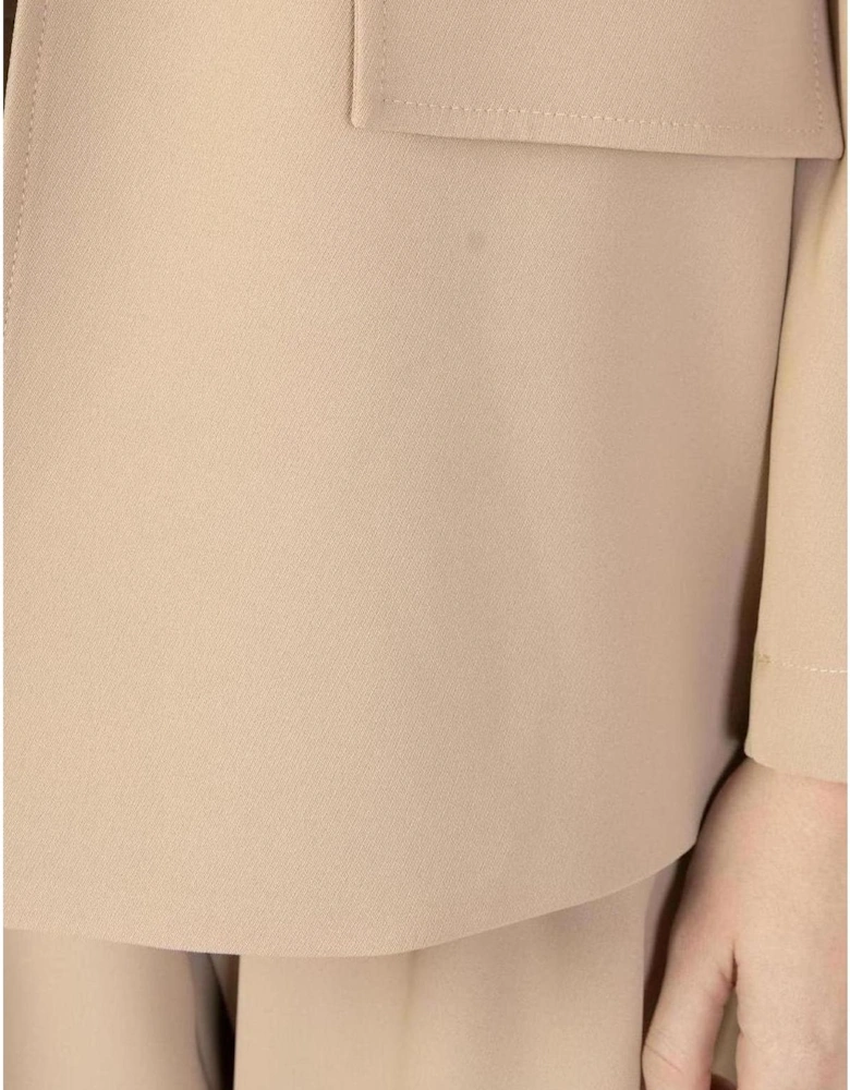 Beige Lapel Collar Long Sleeve Blazer Women