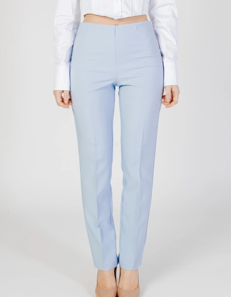 Light Blue Zipper Trousers Women