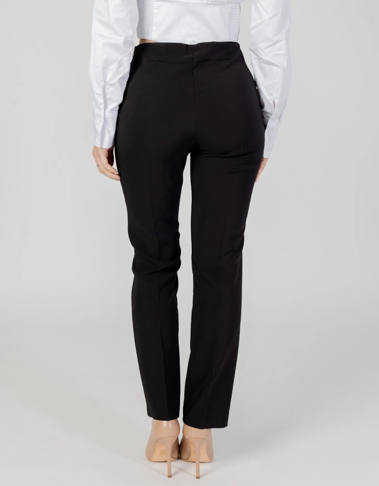 Black Zip Fastening Trousers with Polyester and Elastane Composition