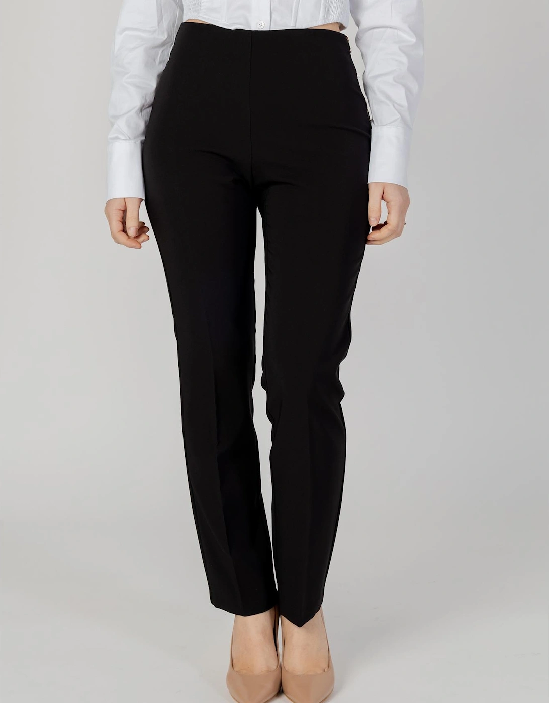 Black Zip Fastening Trousers with Polyester and Elastane Composition, 4 of 3