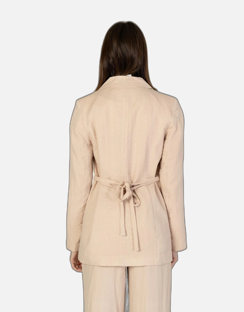Plain Pink Blazer with Button Fastening for Women