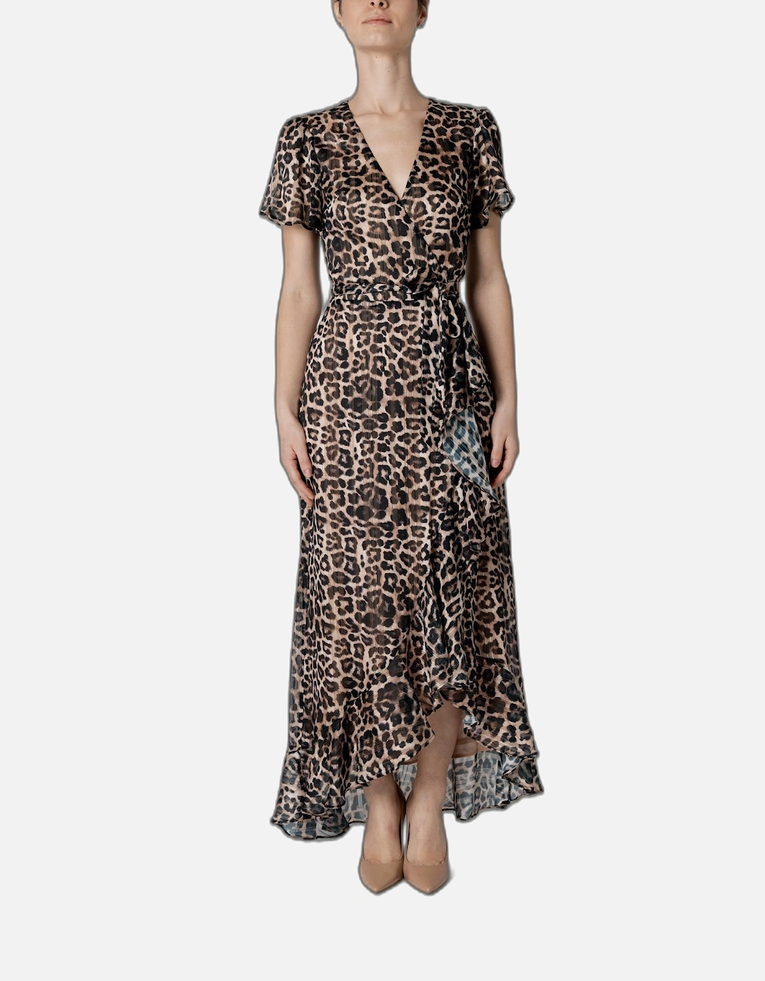 Leopard Print V-Neck Short Sleeve Dress Women - Brown Dresses, 4 of 3
