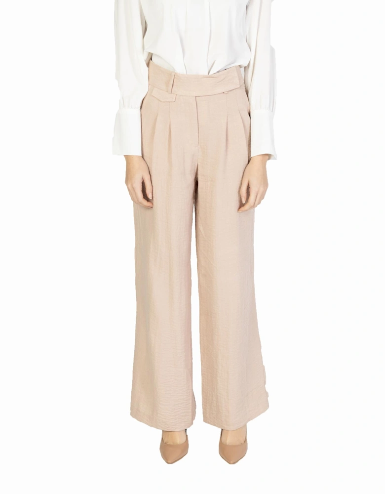 Viscose Blend Pink Trousers with Back Pockets Women