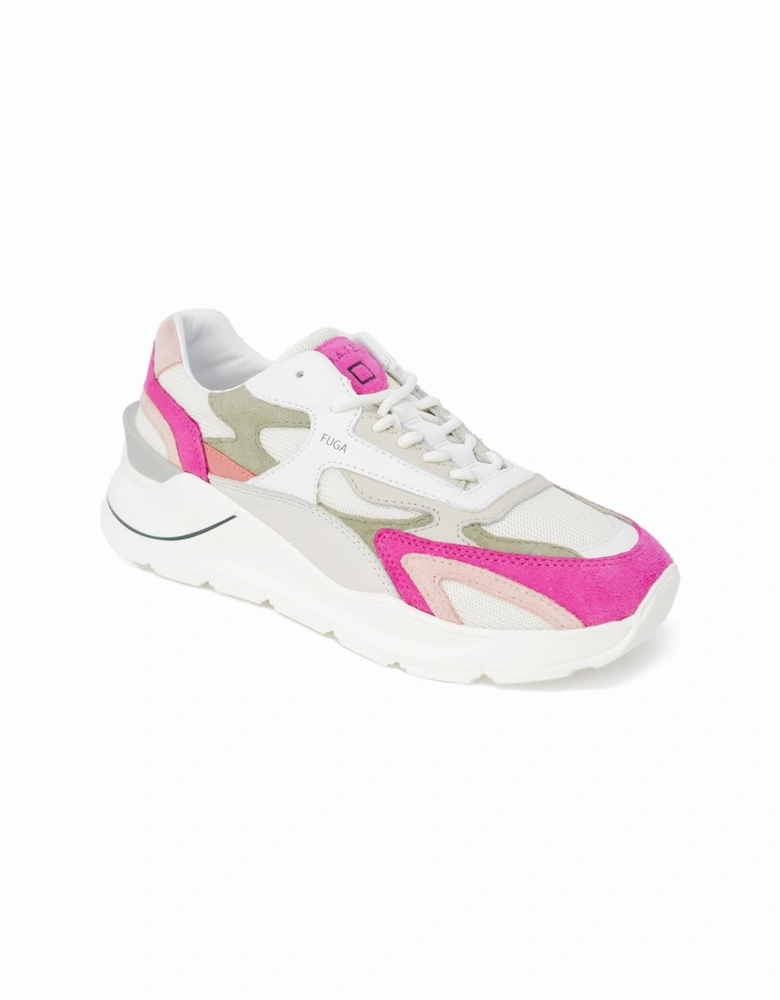 Leather Lace-up Sneakers with Rubber Sole Women - Fuchsia