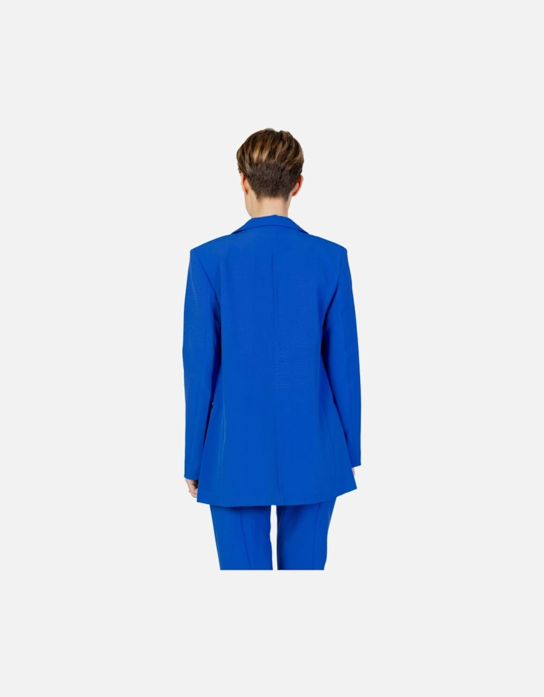 Blue Plain Buttoned Womens Blazer
