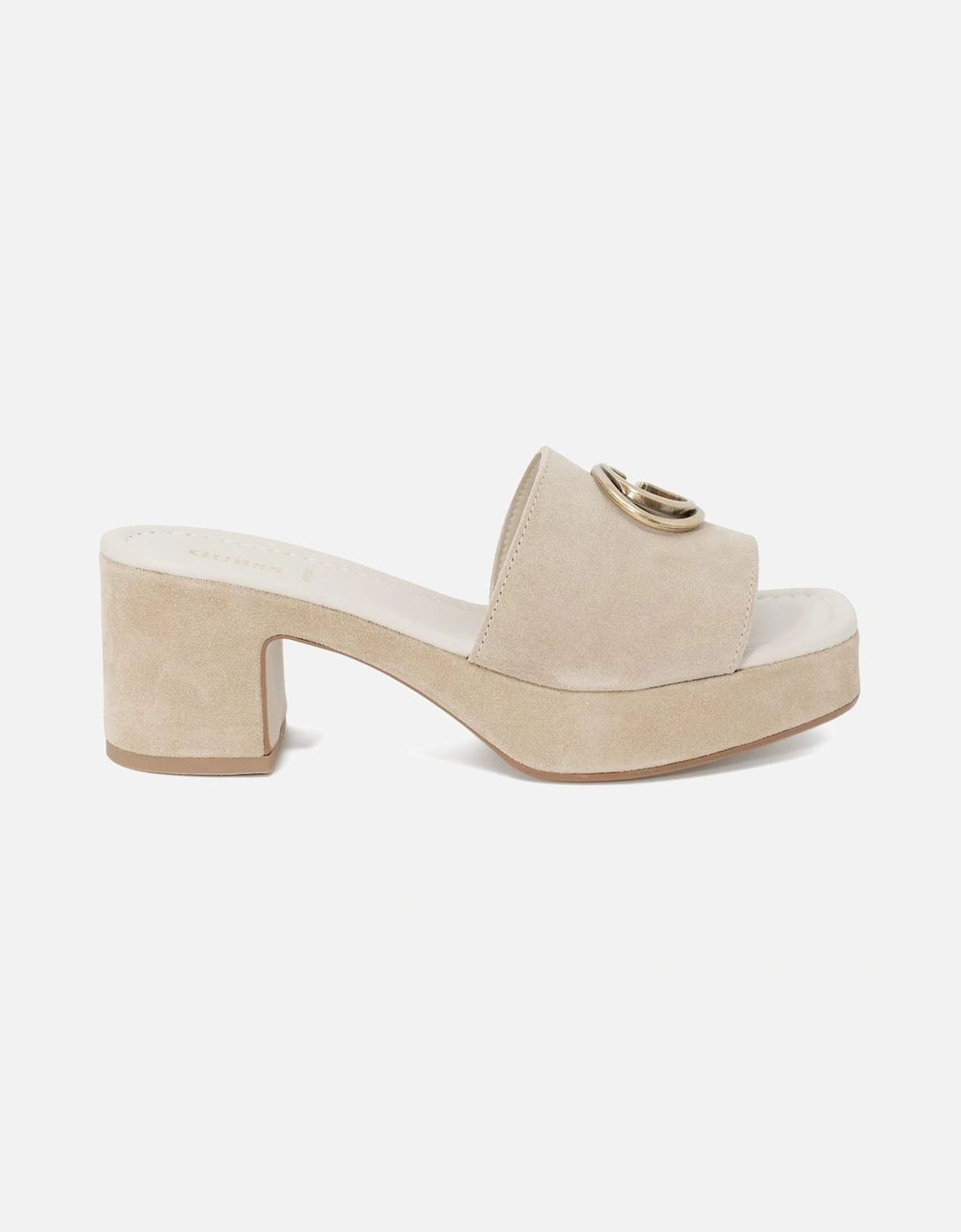 Beige Suede Block Heel Sandals with Platform Women, 4 of 3