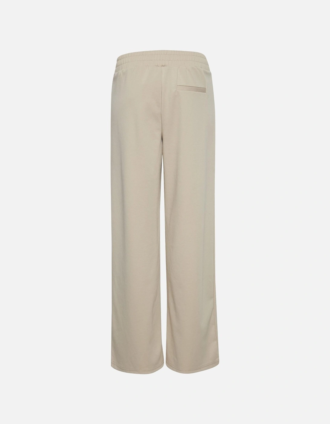 Beige Slip-On Trousers with Side and Back Pockets Women