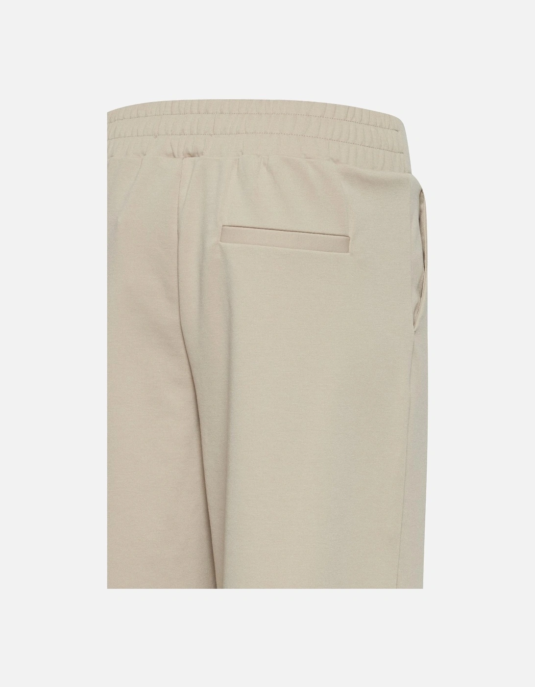 Beige Slip-On Trousers with Side and Back Pockets Women