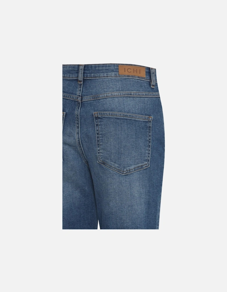 Blue Plain Jeans with Zip and Button Fastening Women