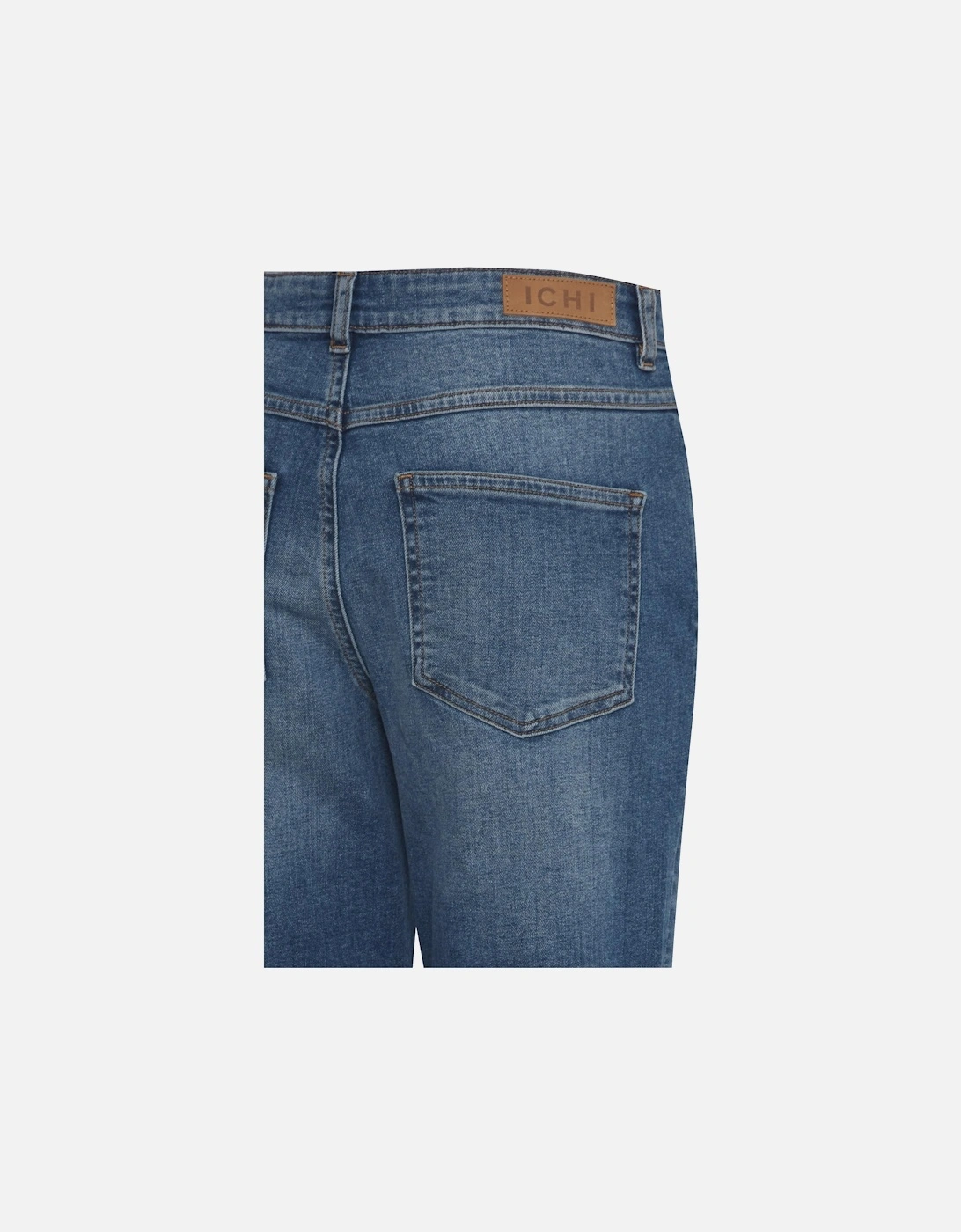 Blue Plain Jeans with Zip and Button Fastening Women