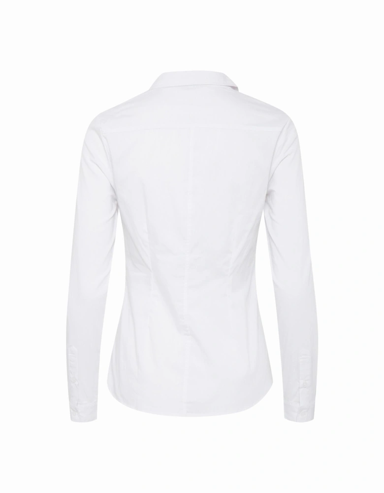 White Long Sleeve Classic Collar Shirt with Button Fastening Women