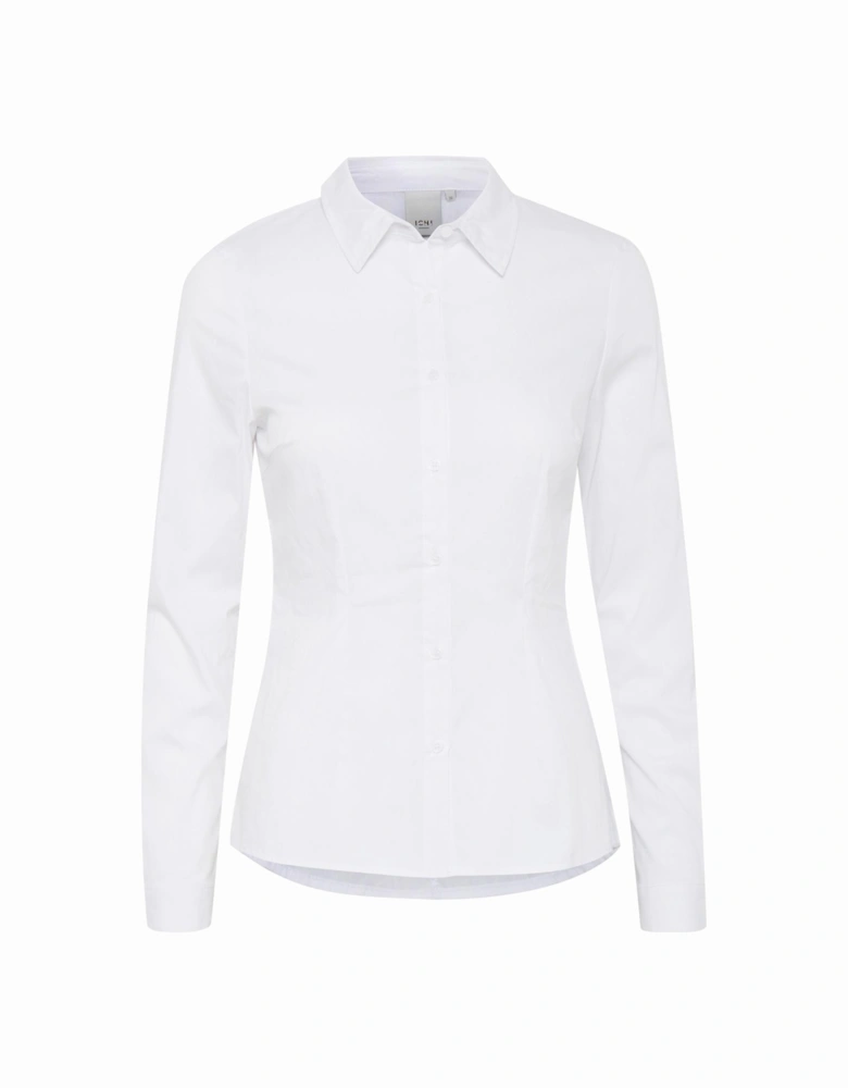 White Long Sleeve Classic Collar Shirt with Button Fastening Women