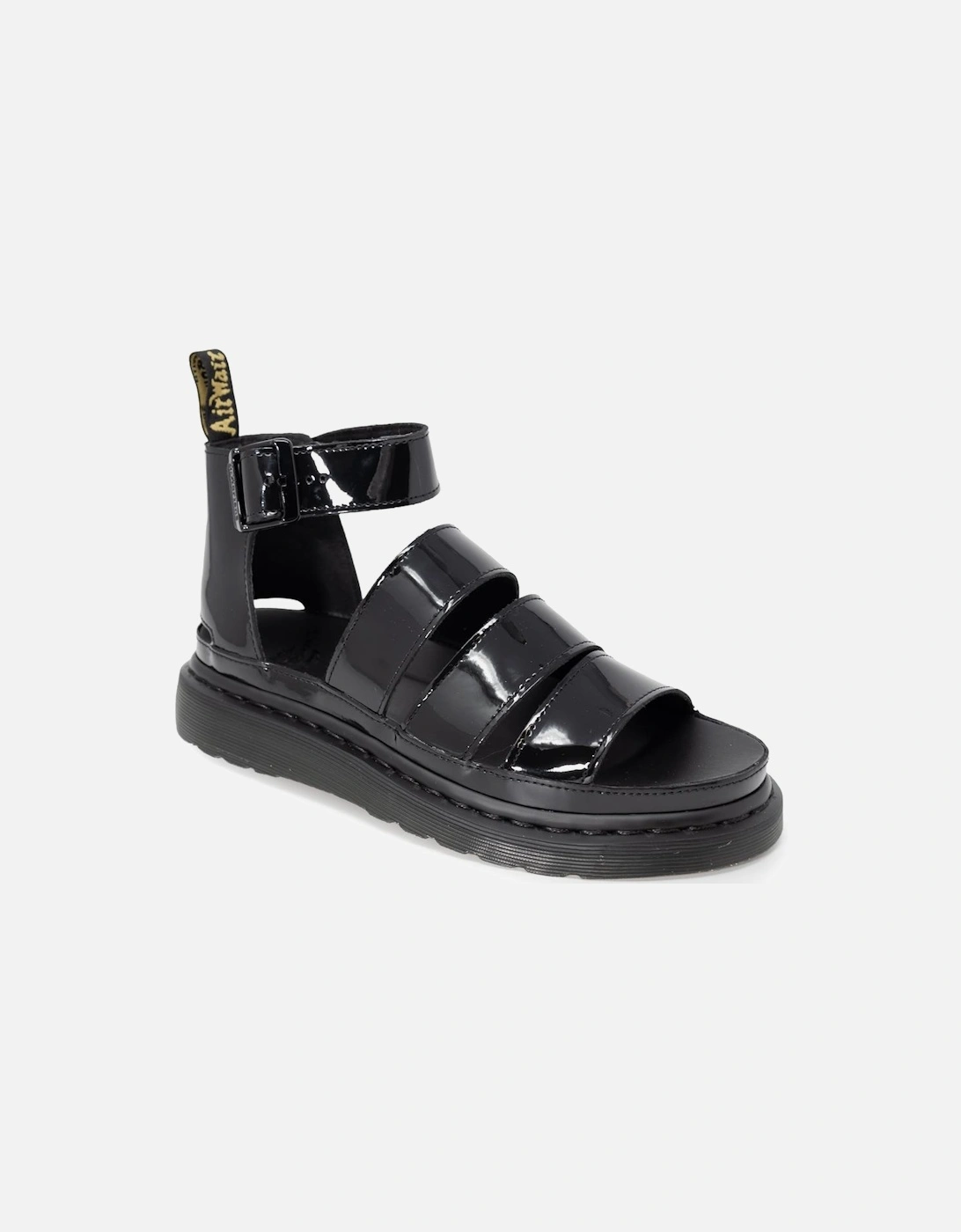 Leather Buckle Fastening Rubber Sole Sandals Women - Black