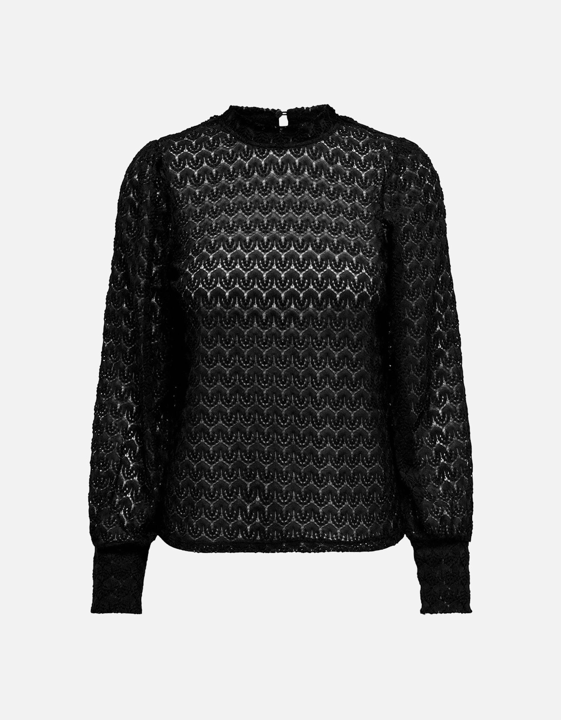 Long Sleeve High Neck Lace Top Women - Black, 4 of 3