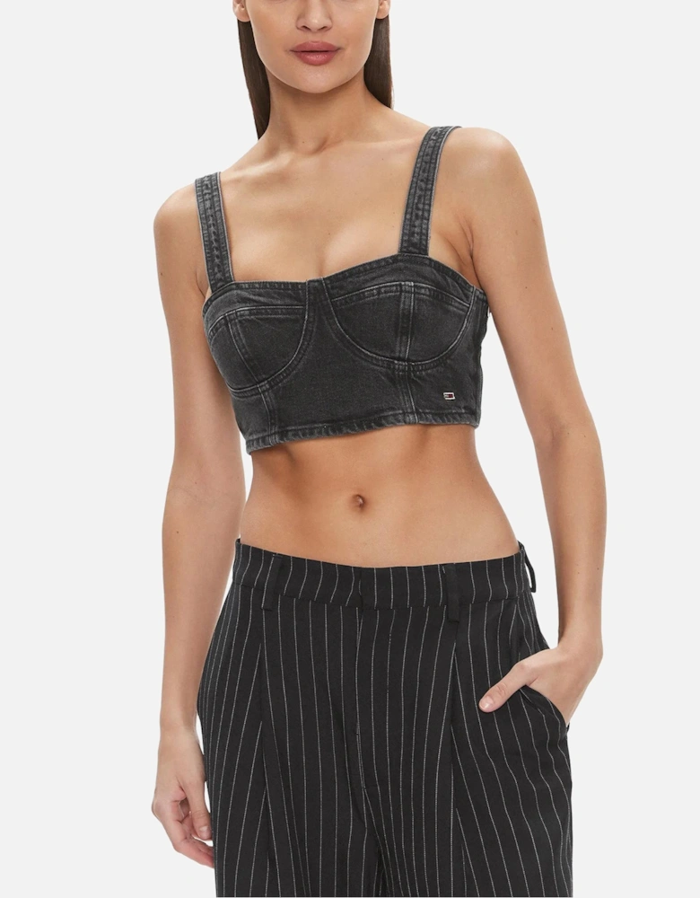Denim Bustier Top WW0WW21767 Women - Black