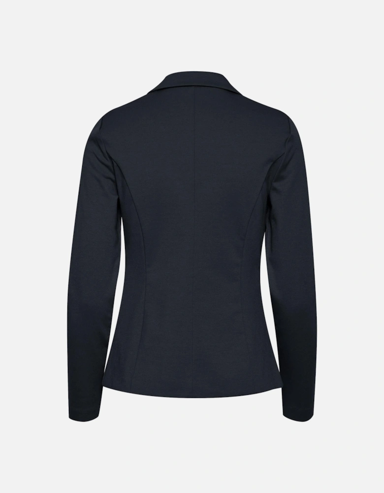 Blue Plain Long Sleeve Blazer Women