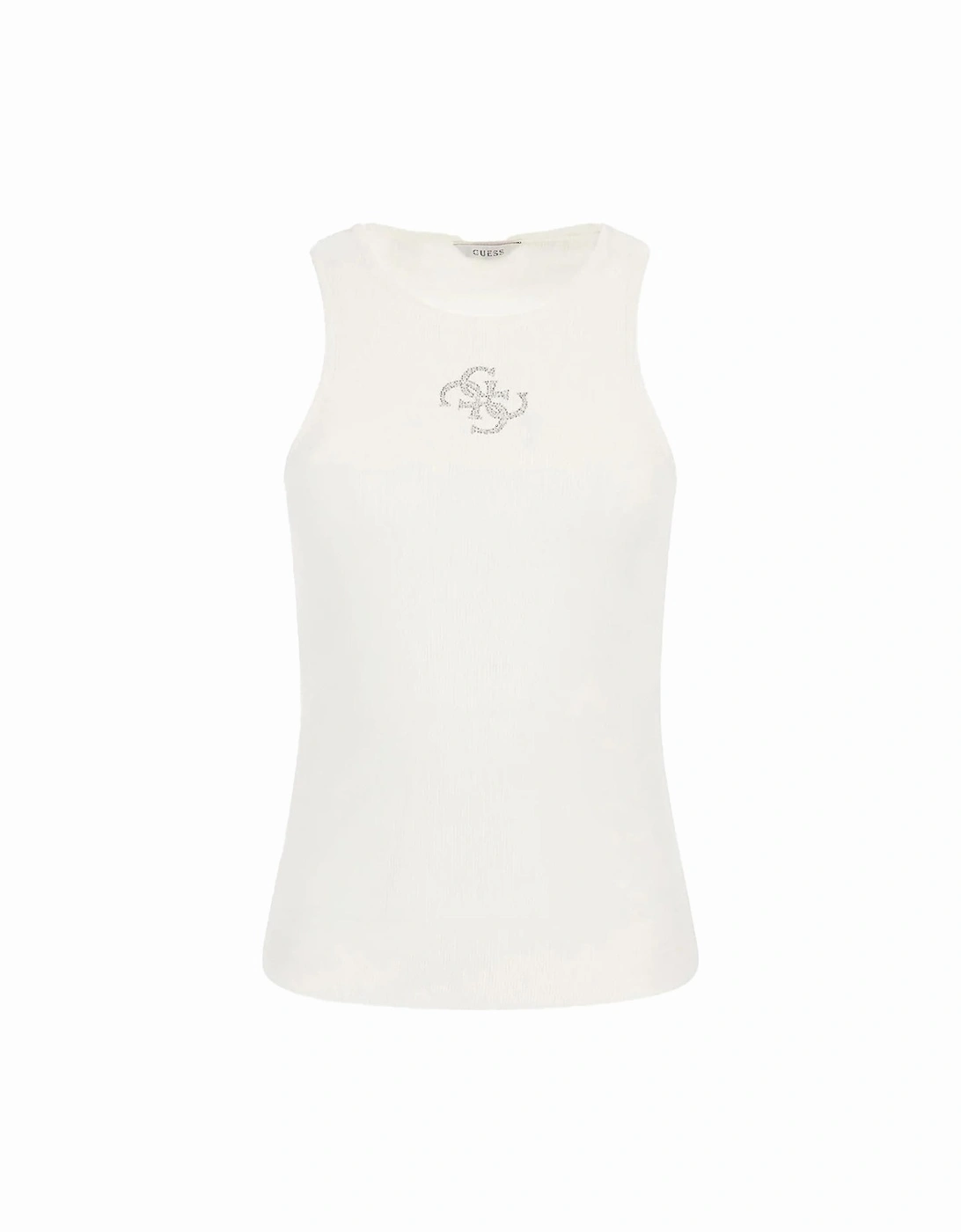 Ribbed Tank Top Crystal Logo Women - White, 4 of 3