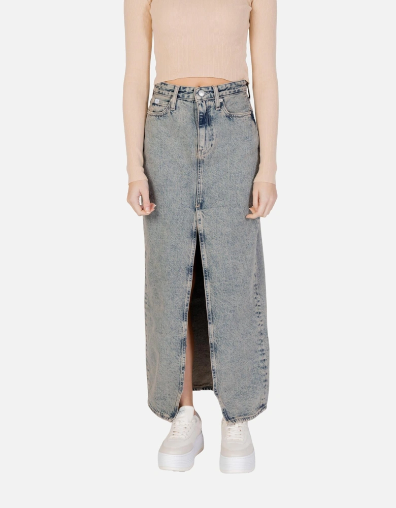 Acid Wash Maxi Skirt Model Women - Blue