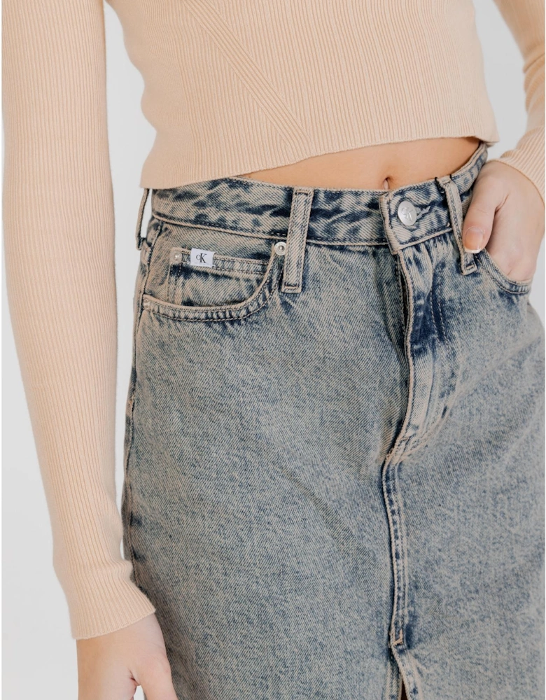Acid Wash Maxi Skirt Model Women - Blue