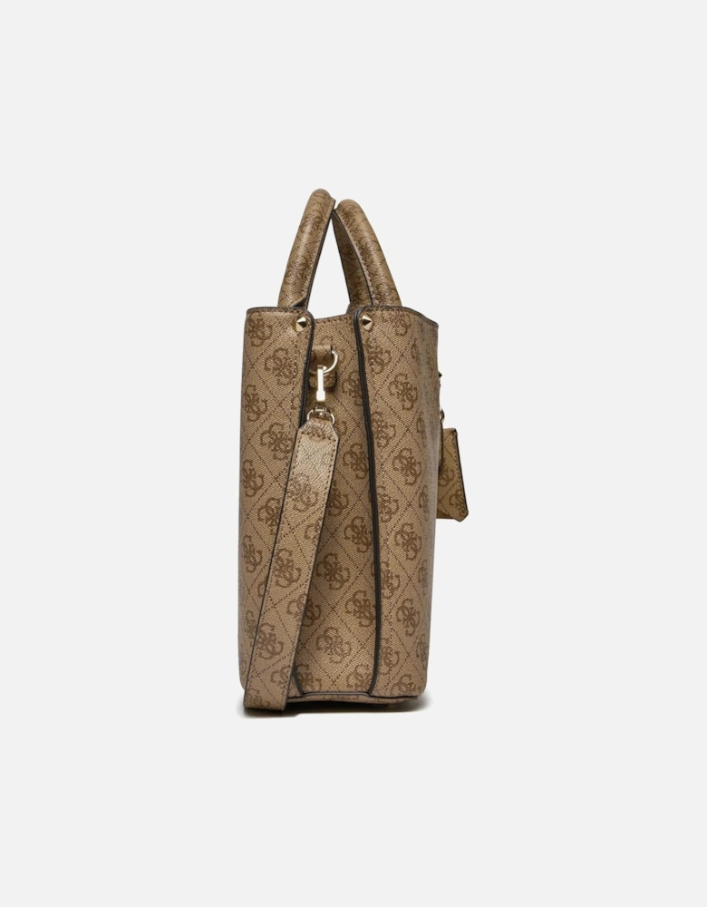 Beige Printed Zippered Bag - 24x33x12 cm Women