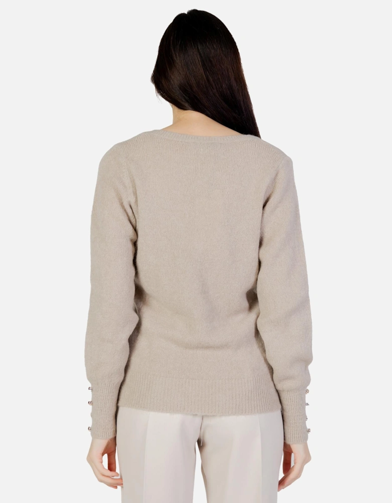 VNeck Merino Wool Cashmere Sweater Women - Beige Knitwear