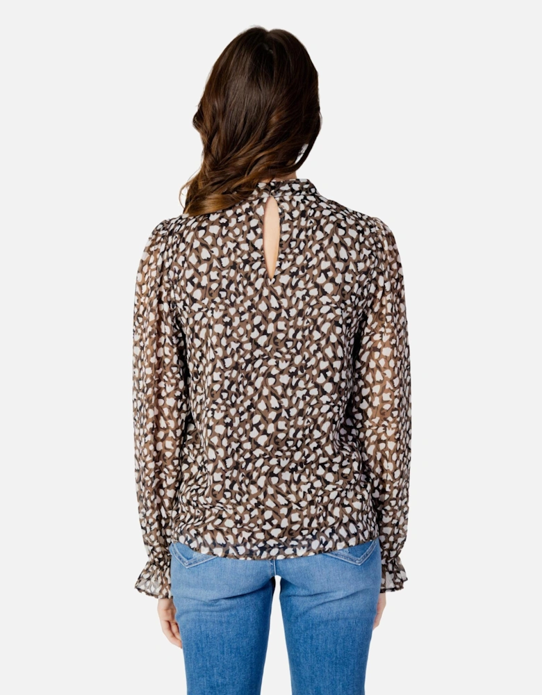 Long Sleeve Black Round Neck Blouse - 100% Polyester Women