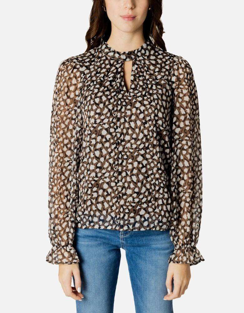 Long Sleeve Black Round Neck Blouse - 100% Polyester Women