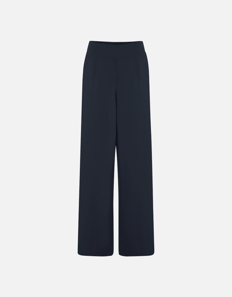 Blue Plain Slip-On Trousers Women