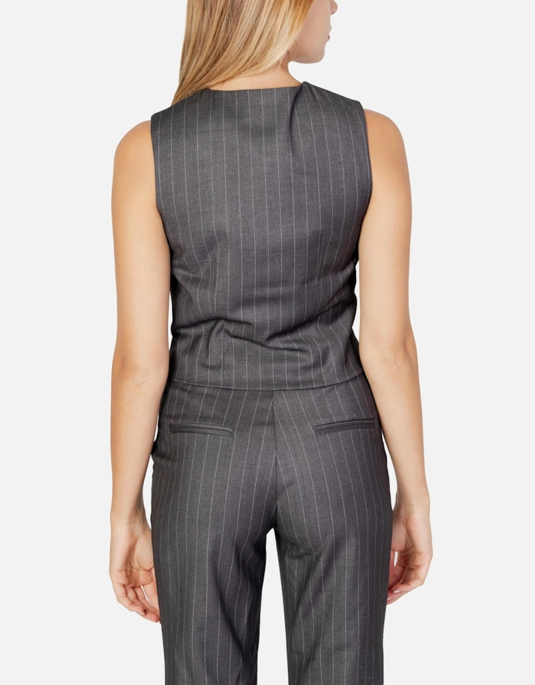 V-Neck Sleeveless Buttoned Gilet Women - Grey