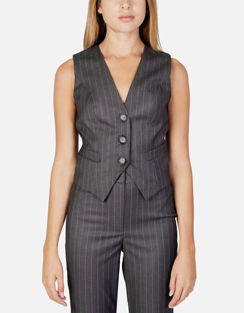 V-Neck Sleeveless Buttoned Gilet Women - Grey