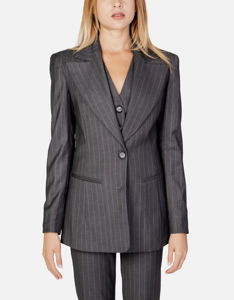 Grey Buttoned Womens Blazer