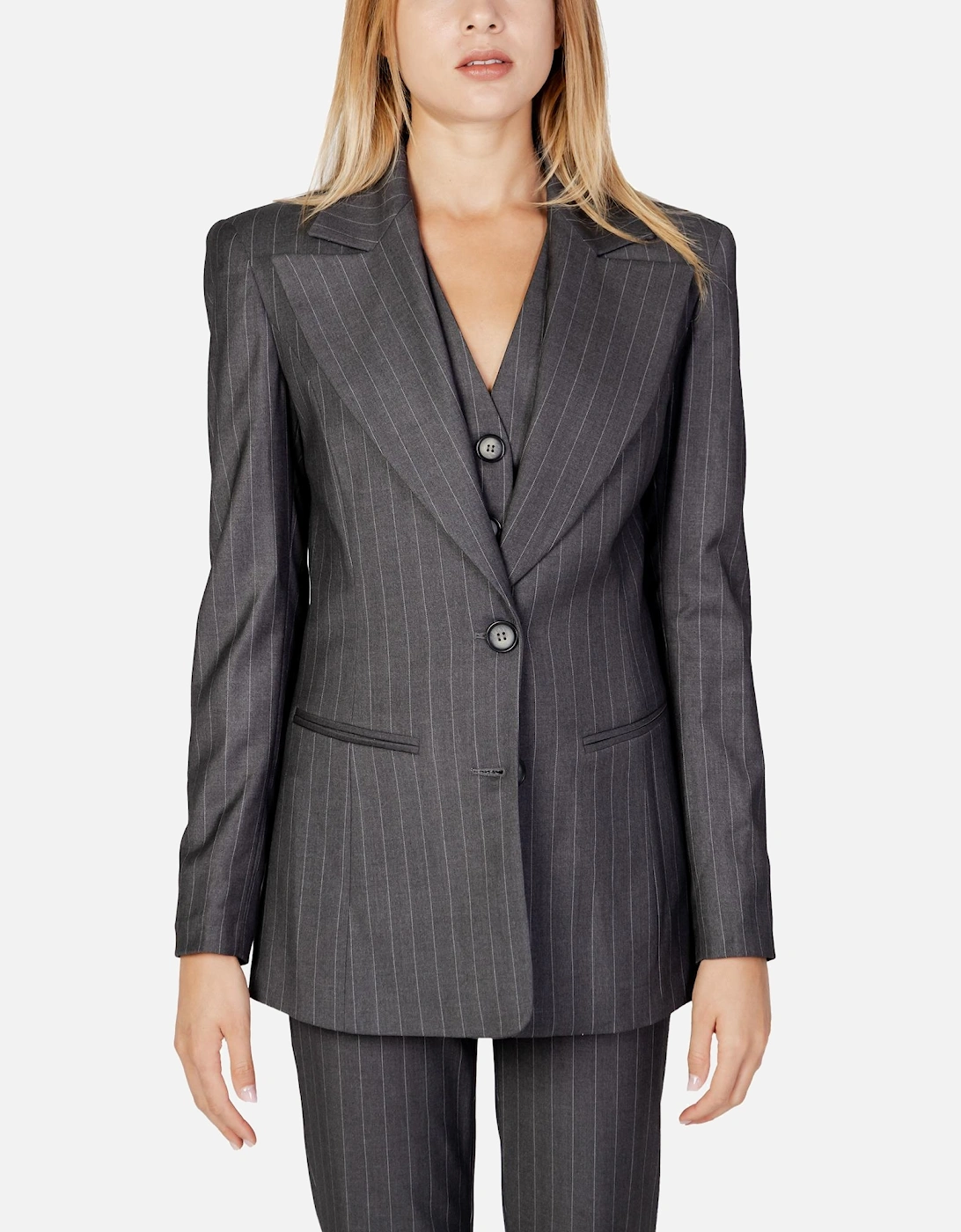 Grey Buttoned Womens Blazer, 4 of 3