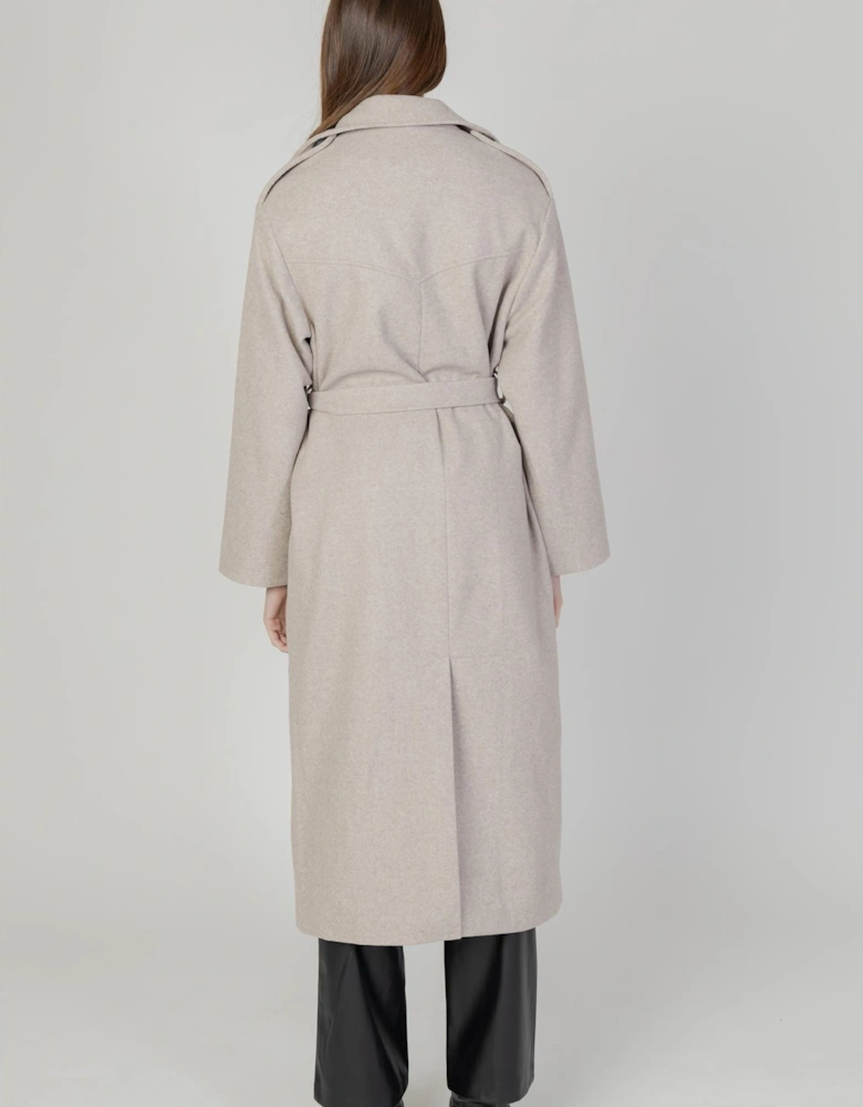 Wool Blend Belted Coat Women - Beige