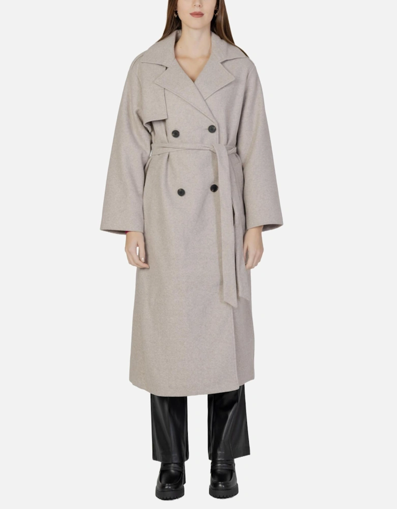 Wool Blend Belted Coat Women - Beige