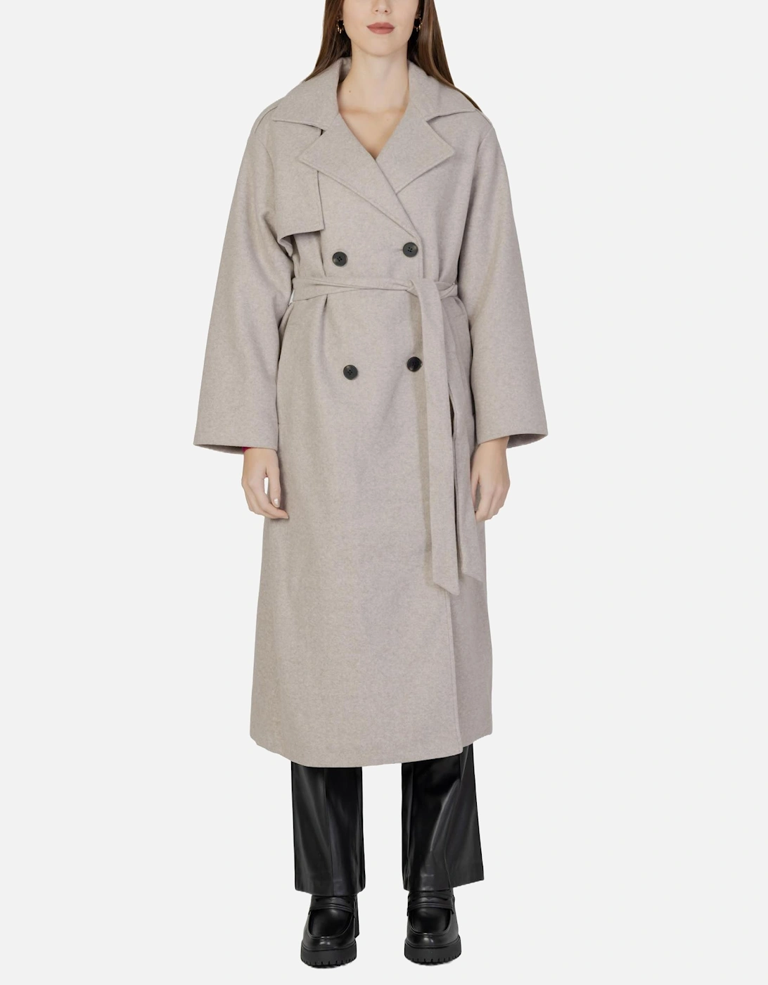 Wool Blend Belted Coat Women - Beige, 4 of 3